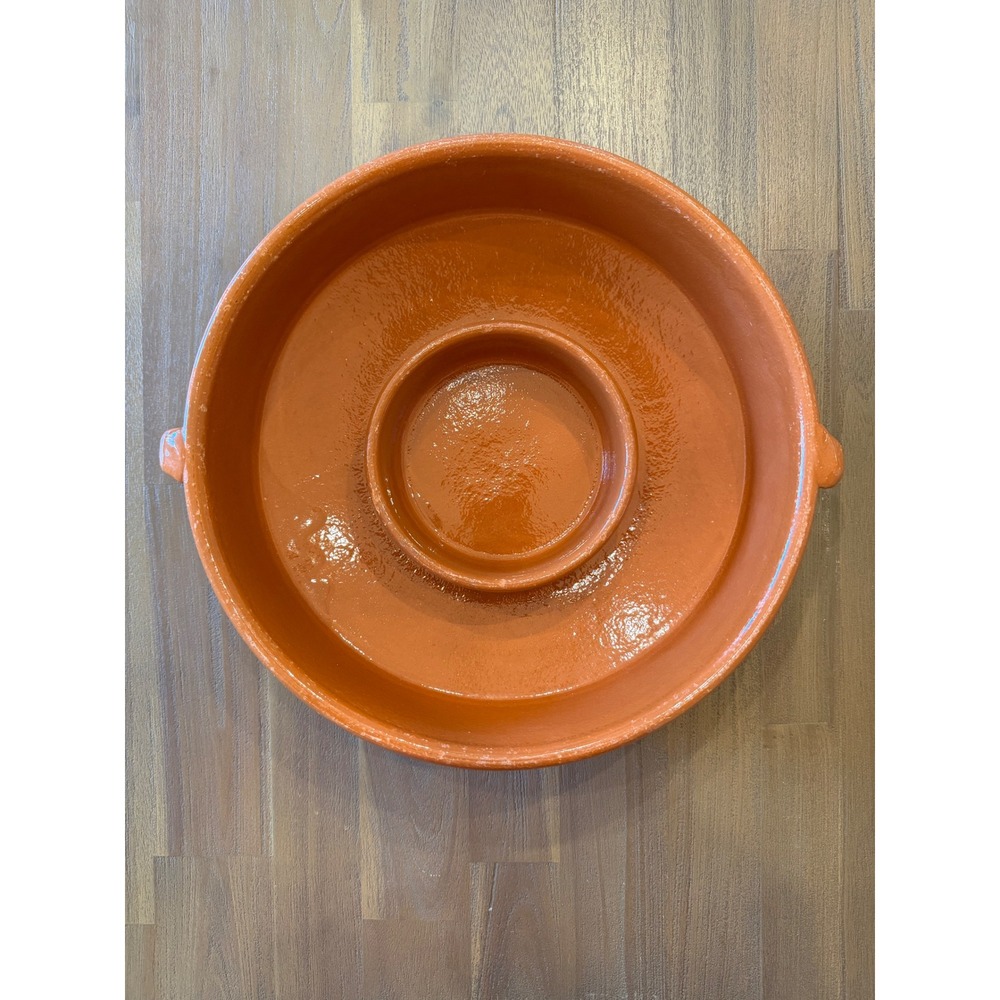 IDG Terracotta Chip and Dip Server Glazed Clay‎ Serving Platter Round Orange